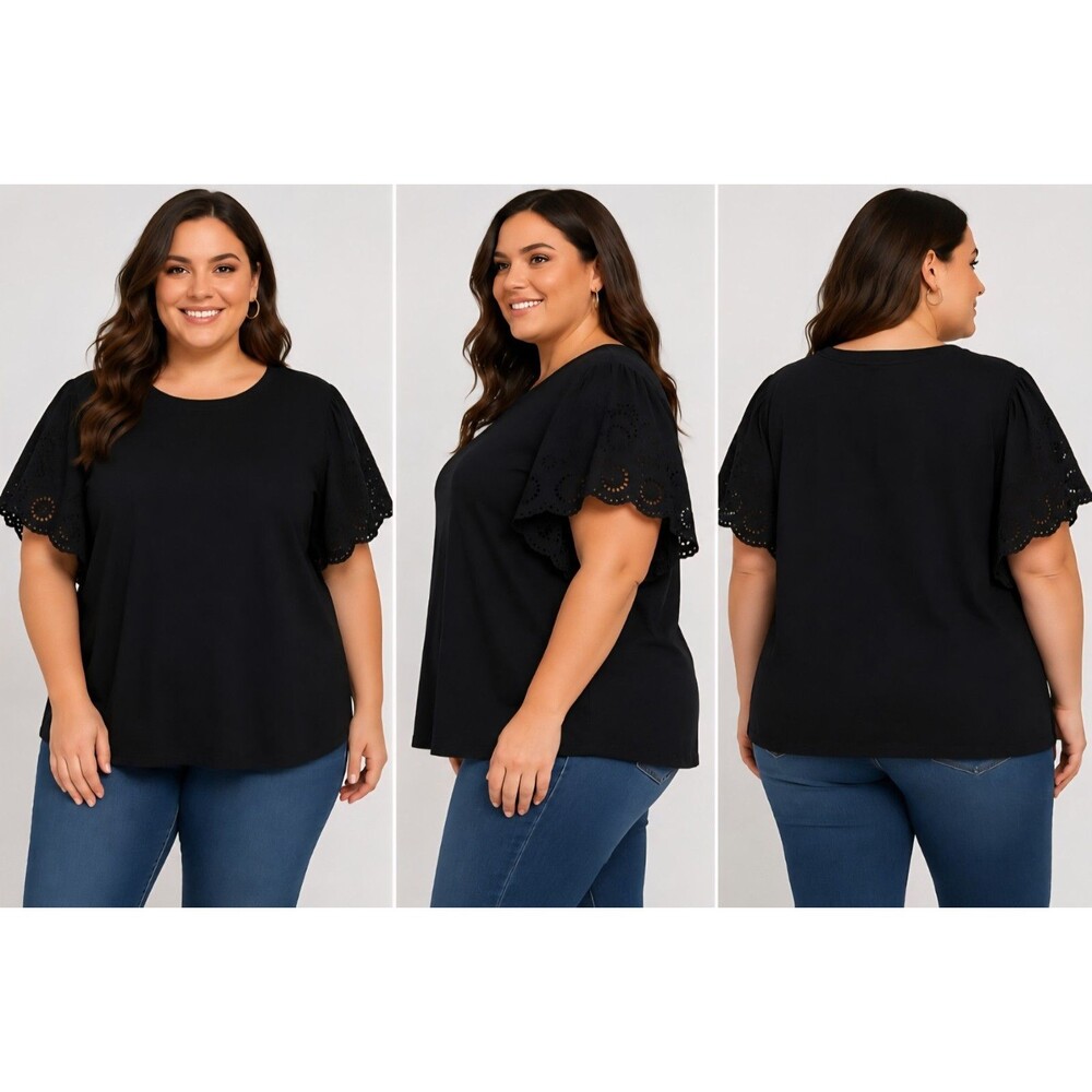 Old Navy Womens Ruffled T Short Sz 3X Plus Size Short Sleeve Pull Over Casual